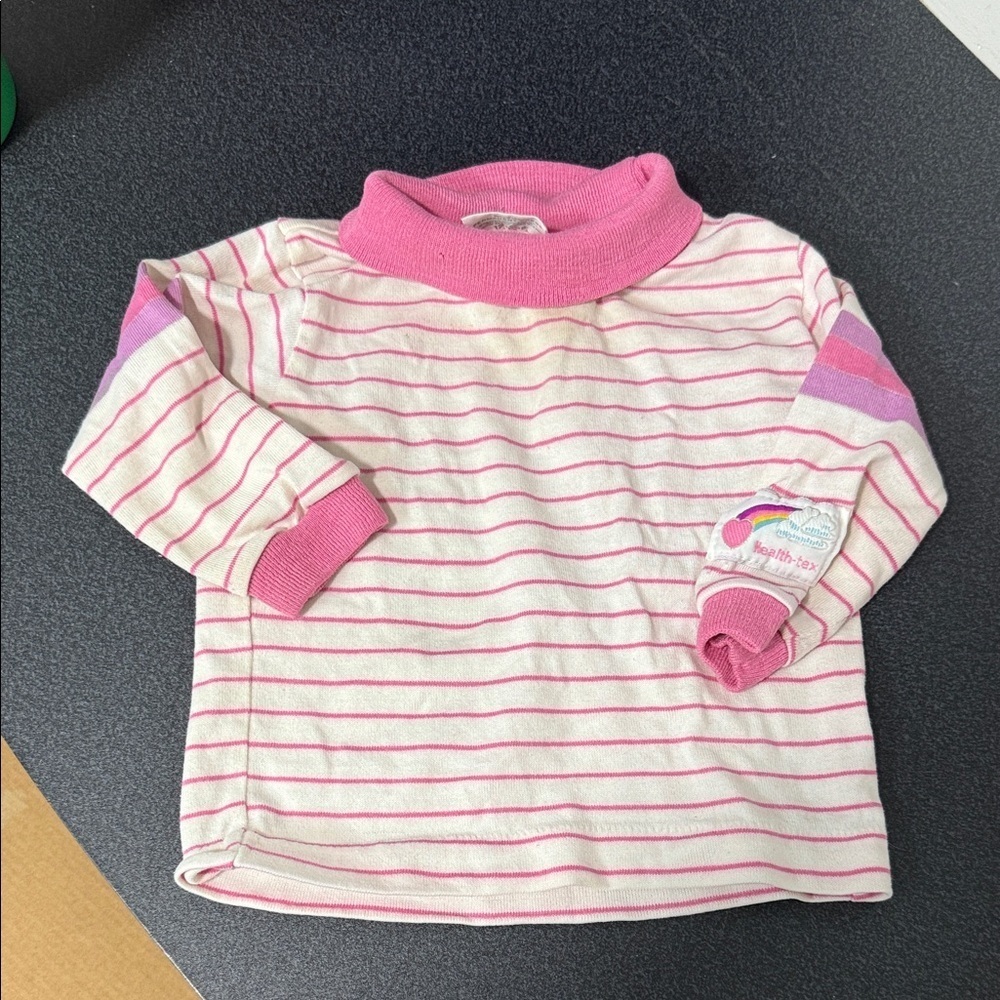Healthtex Pink and White Striped Long Sleeve Tee 1980’s